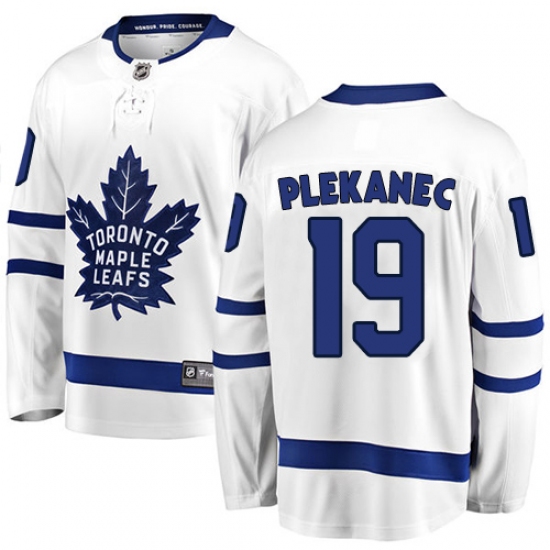 Men's Toronto Maple Leafs 19 Tomas Plekanec Authentic White Away Fanatics Branded Breakaway NHL Jersey