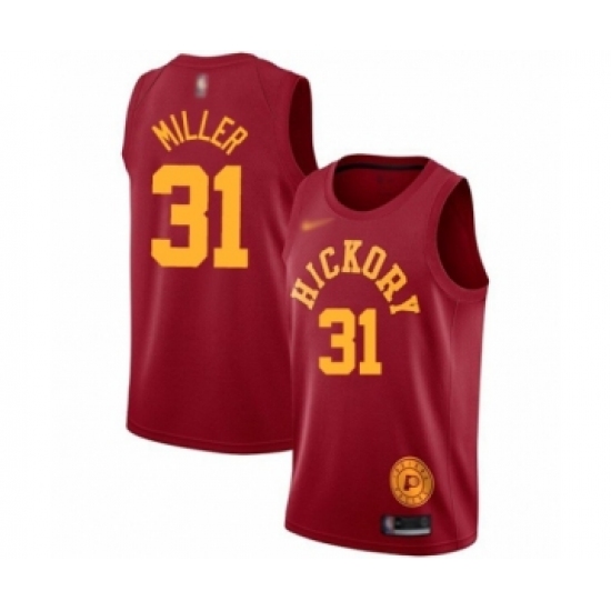 Men's Indiana Pacers 31 Reggie Miller Authentic Red Hardwood Classics Basketball Jersey