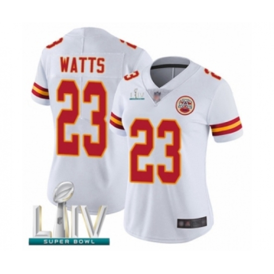 Women's Kansas City Chiefs 23 Armani Watts White Vapor Untouchable Limited Player Super Bowl LIV Bound Football Jersey