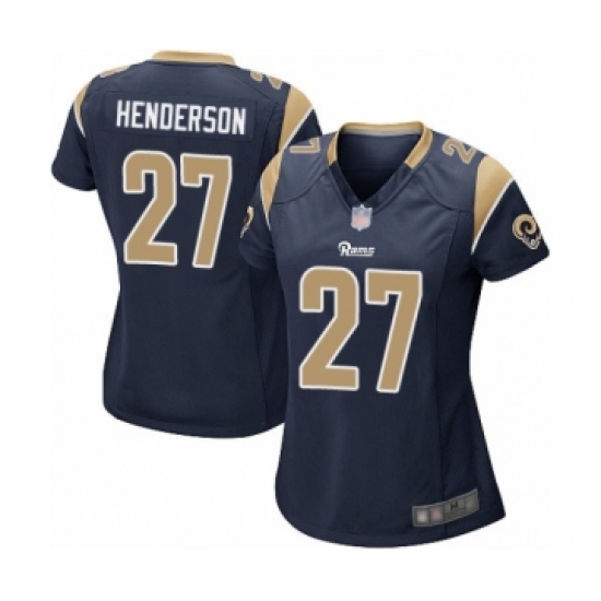 Women's Los Angeles Rams 27 Darrell Henderson Game Navy Blue Team Color Football Jersey