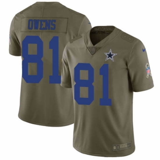 Men's Nike Dallas Cowboys 81 Terrell Owens Limited Olive 2017 Salute to Service NFL Jersey