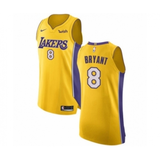 Men's Los Angeles Lakers 8 Kobe Bryant Authentic Gold Home Basketball Jersey - Icon Edition
