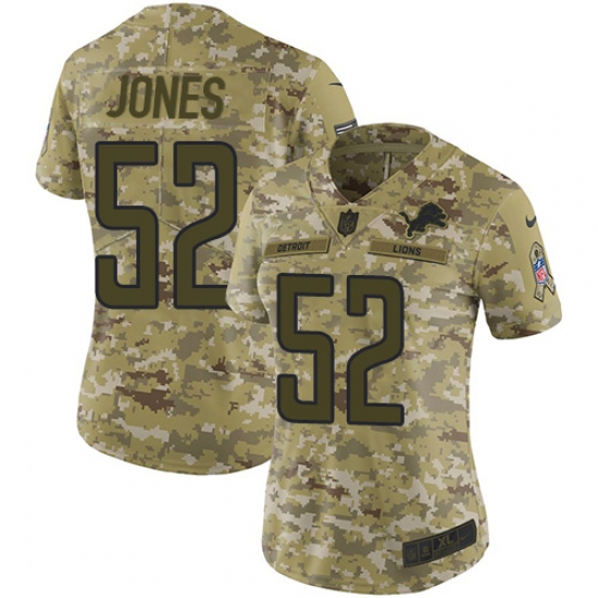Women's Nike Detroit Lions 52 Christian Jones Limited Camo 2018 Salute to Service NFL Jersey