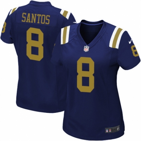 Women's Nike New York Jets 8 Cairo Santos Elite Navy Blue Alternate NFL Jersey