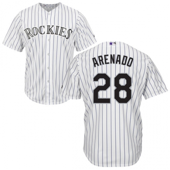 Youth Majestic Colorado Rockies 28 Nolan Arenado Authentic White Home Cool Base MLB Jersey