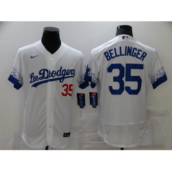 Men's Los Angeles Dodgers 35 Cody Bellinger White Elite City Player Jersey