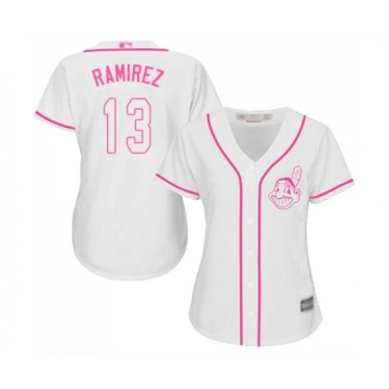 Women's Cleveland Indians 13 Hanley Ramirez Replica White Fashion Cool Base Baseball Jersey