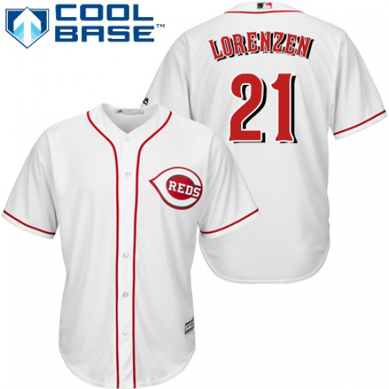 Youth Majestic Cincinnati Reds 21 Michael Lorenzen Authentic White Home Cool Base MLB Jersey