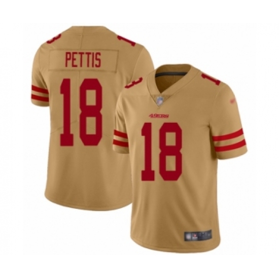 Women's San Francisco 49ers 18 Dante Pettis Limited Gold Inverted Legend Football Jersey