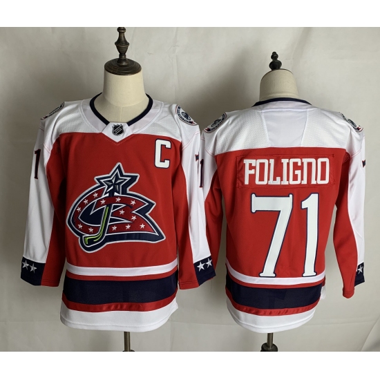 Men's Columbus Blue Jackets 71 Nick Foligno Red Authentic Classic Stitched Jersey