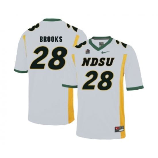 North Dakota State Bison 28 Ty Brooks White College Football Jersey