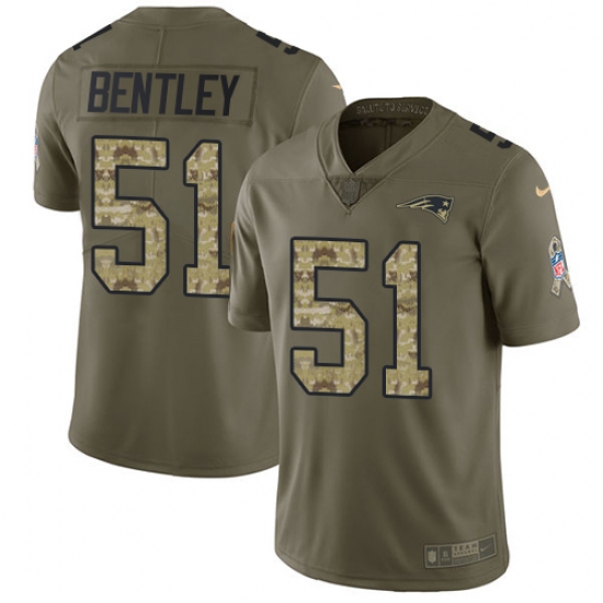 Men's Nike New England Patriots 51 Ja'Whaun Bentley Limited Olive Camo 2017 Salute to Service NFL Jersey
