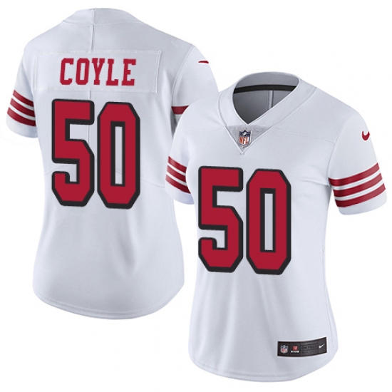 Women Nike San Francisco 49ers 50 Brock Coyle Limited White Rush Vapor Untouchable NFL Jersey