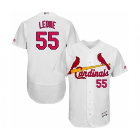 Men's St. Louis Cardinals 55 Dominic Leone White Home Flex Base Authentic Collection Baseball Player Jersey