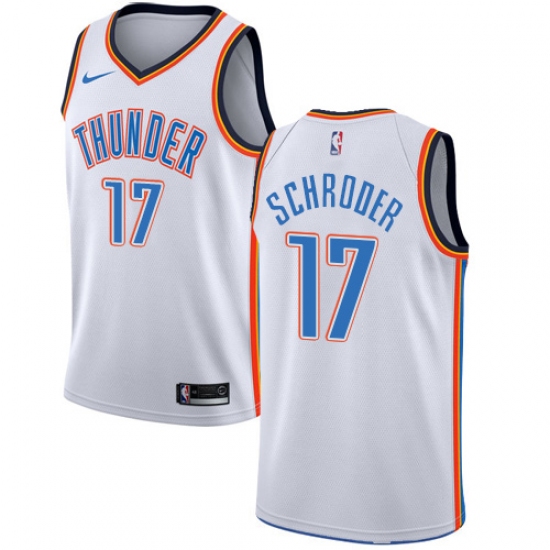 Youth Nike Oklahoma City Thunder 17 Dennis Schroder Swingman White NBA Jersey - Association Edition