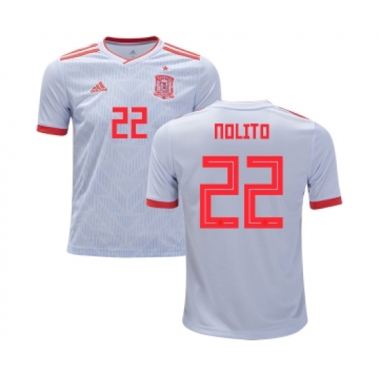 Spain 22 Nolito Away Kid Soccer Country Jersey