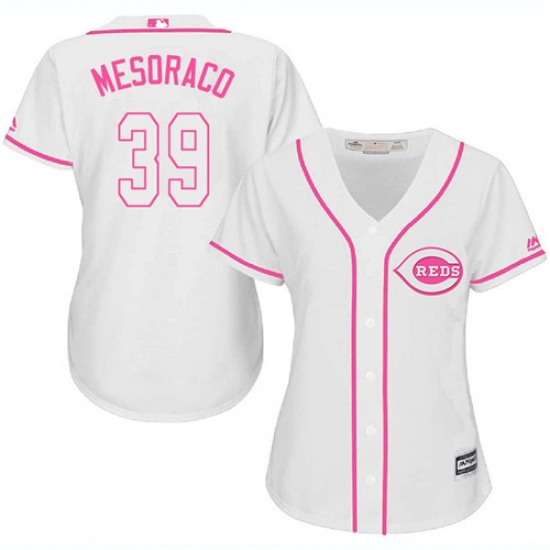 Women's Majestic Cincinnati Reds 39 Devin Mesoraco Authentic White Fashion Cool Base MLB Jersey
