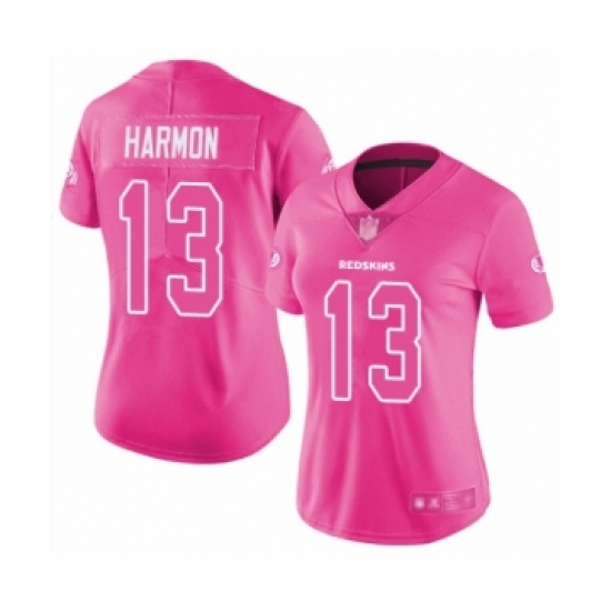 Women's Washington Redskins 13 Kelvin Harmon Limited Pink Rush Fashion Football Jersey