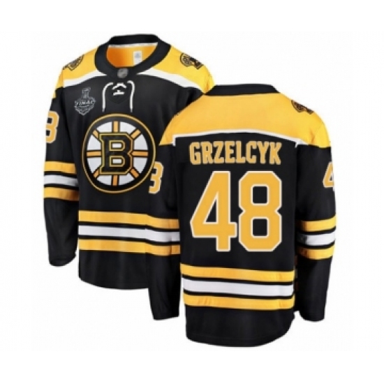 Youth Boston Bruins 48 Matt Grzelcyk Authentic Black Home Fanatics Branded Breakaway 2019 Stanley Cup Final Bound Hockey Jersey