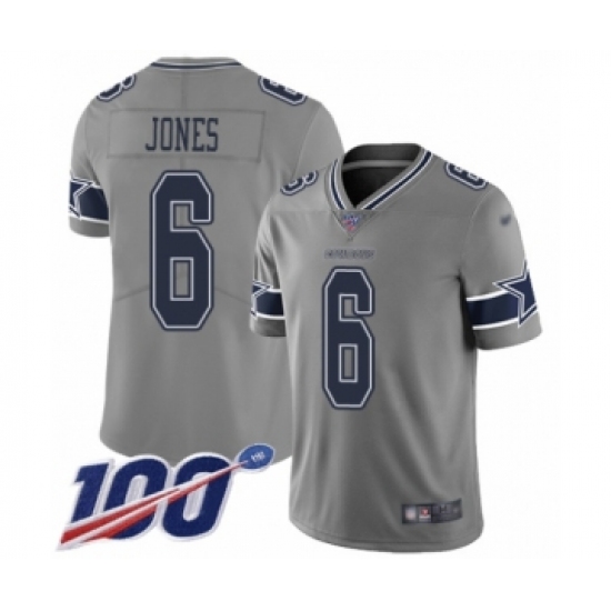 Youth Dallas Cowboys 6 Chris Jones Limited Gray Inverted Legend 100th Season Football Jersey