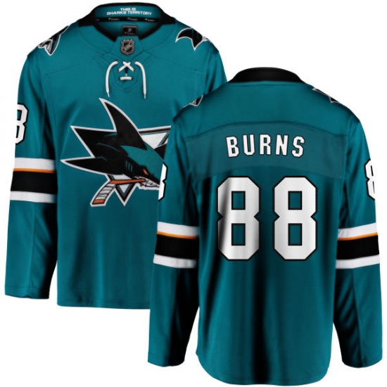 Youth San Jose Sharks 88 Brent Burns Fanatics Branded Teal Green Home Breakaway NHL Jersey