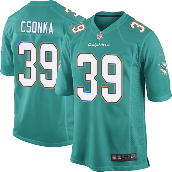 Men's Nike Miami Dolphins 39 Larry Csonka Game Aqua Green Team Color NFL Jersey
