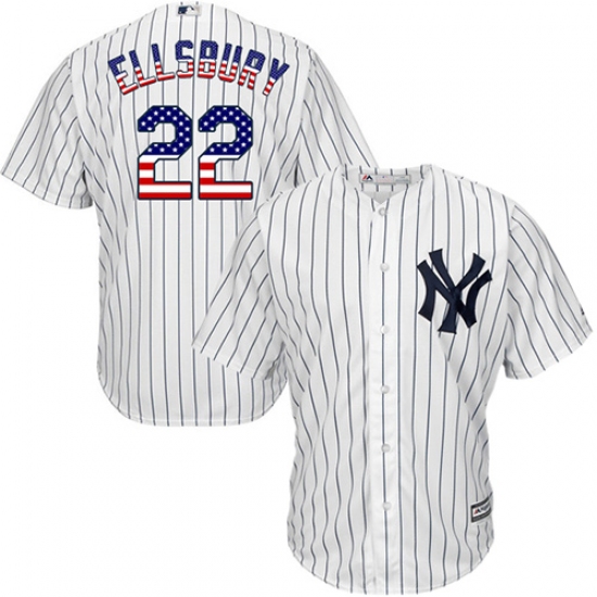 Men's Majestic New York Yankees 22 Jacoby Ellsbury Replica White USA Flag Fashion MLB Jersey