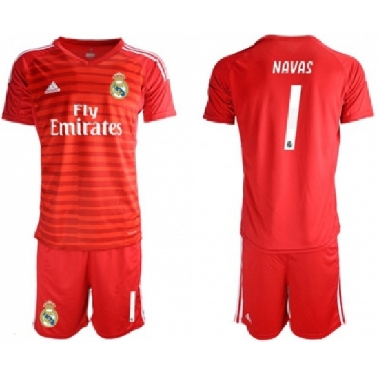 Real Madrid 1 Navas Red Goalkeeper Soccer Club Jersey