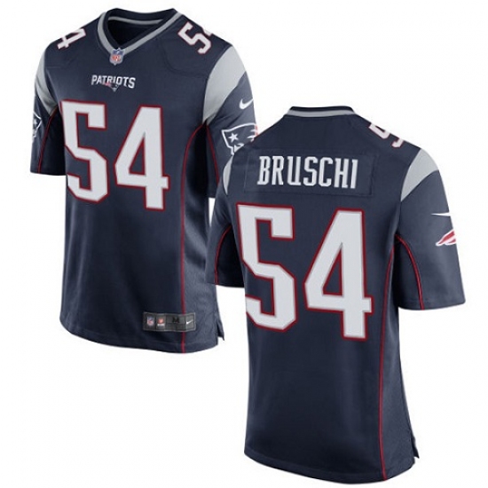 Men's Nike New England Patriots 54 Tedy Bruschi Game Navy Blue Team Color NFL Jersey
