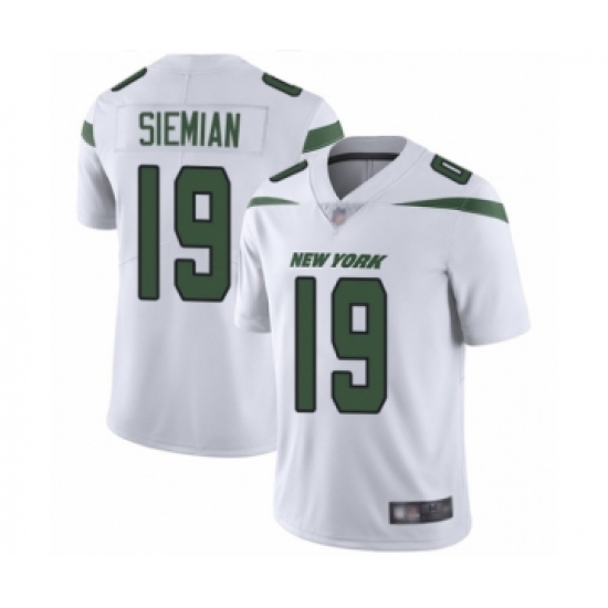 Men's New York Jets 19 Trevor Siemian White Vapor Untouchable Limited Player Football Jersey