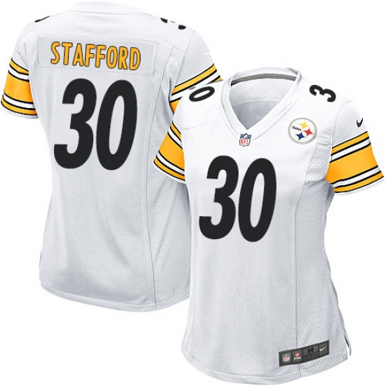 Women's Nike Pittsburgh Steelers 30 Daimion Stafford Game White NFL Jersey