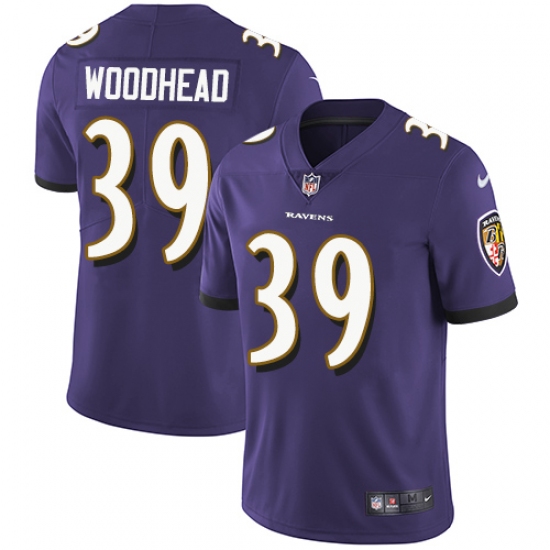 Men's Nike Baltimore Ravens 39 Danny Woodhead Purple Team Color Vapor Untouchable Limited Player NFL Jersey