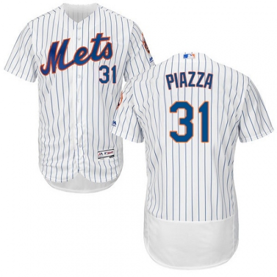 Men's Majestic New York Mets 31 Mike Piazza White Home Flex Base Authentic Collection MLB Jersey
