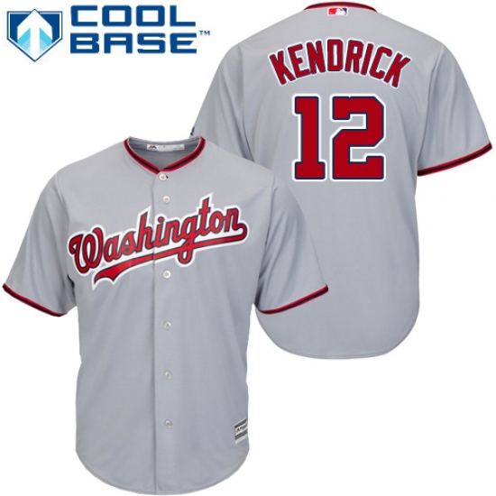 Youth Majestic Washington Nationals 12 Howie Kendrick Authentic Grey Road Cool Base MLB Jersey