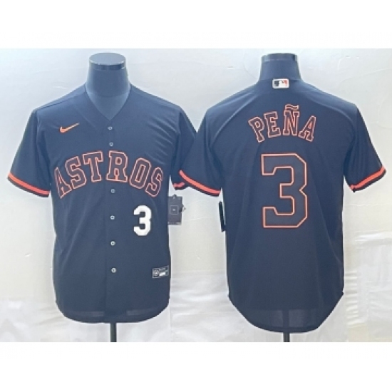 Men's Houston Astros 3 Jeremy Pena Number Lights Out Black Fashion Stitched MLB Cool Base Nike Jerseys