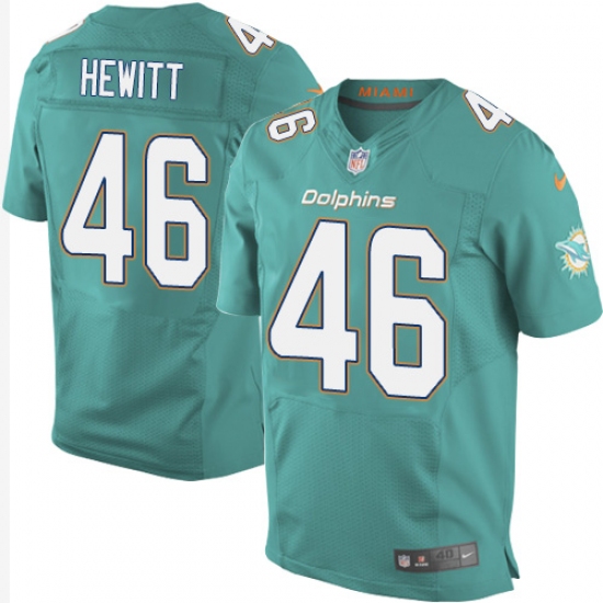 Men's Nike Miami Dolphins 46 Neville Hewitt Elite Aqua Green Team Color NFL Jersey