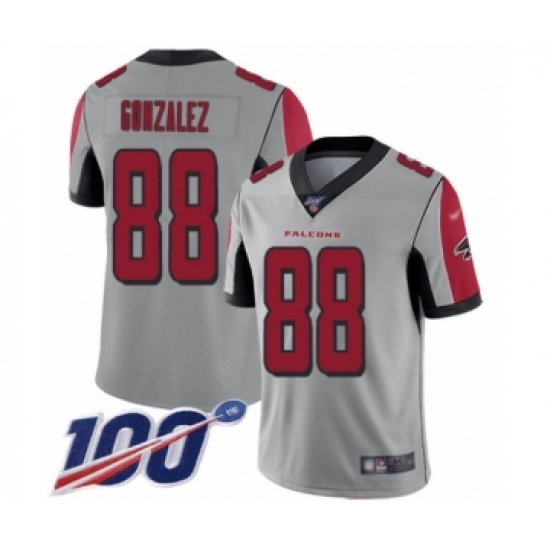 Youth Atlanta Falcons 88 Tony Gonzalez Limited Silver Inverted Legend 100th Season Football Jersey