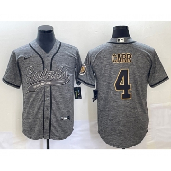 Men's New Orleans Saints 4 Derek Carr Grey Gridiron Cool Base Stitched Baseball Jersey