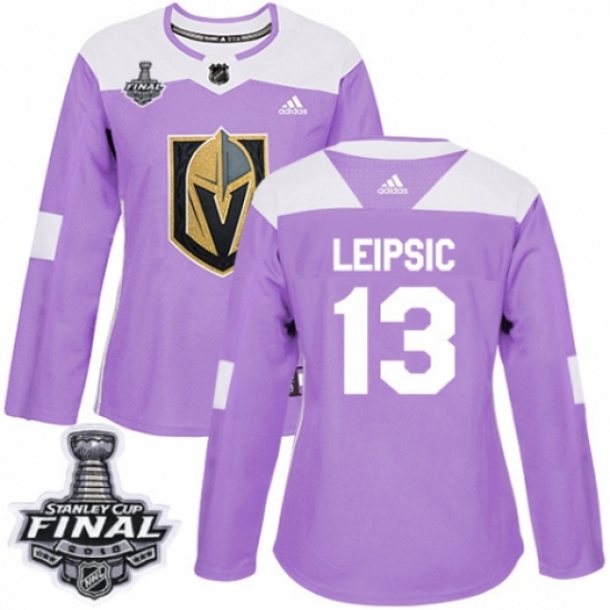 Women's Adidas Vegas Golden Knights 13 Brendan Leipsic Authentic Purple Fights Cancer Practice 2018 Stanley Cup Final NHL Jersey