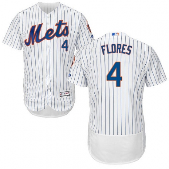 Men's Majestic New York Mets 4 Wilmer Flores White Home Flex Base Authentic Collection MLB Jersey