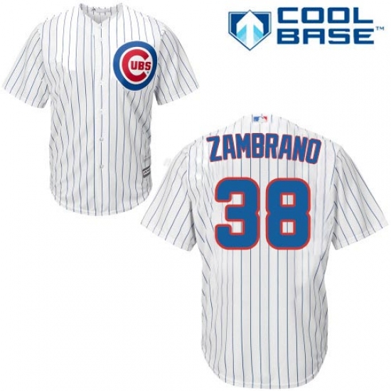 Men's Majestic Chicago Cubs 38 Carlos Zambrano Replica White Home Cool Base MLB Jersey