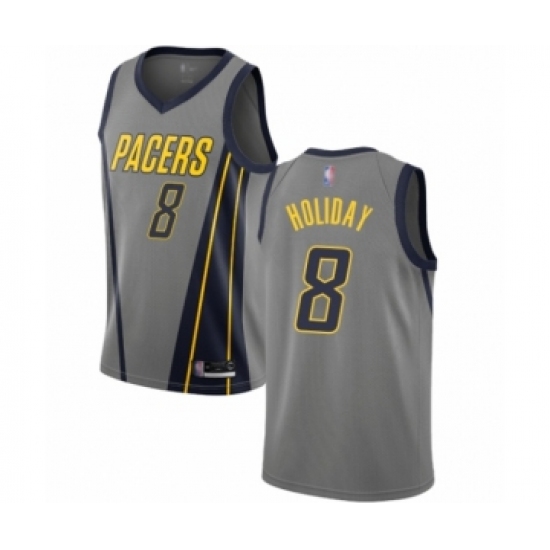 Men's Indiana Pacers 8 Justin Holiday Authentic Gray Basketball Jersey - City Edition
