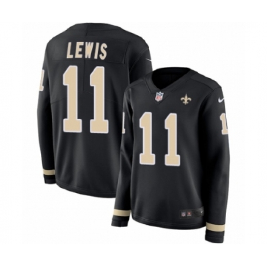 Women's Nike New Orleans Saints 11 Tommylee Lewis Limited Black Therma Long Sleeve NFL Jersey