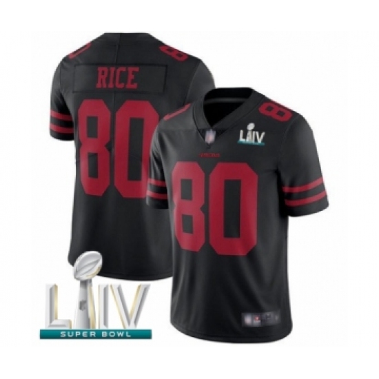 Men's San Francisco 49ers 80 Jerry Rice Black Alternate Vapor Untouchable Limited Player Super Bowl LIV Bound Football Jersey