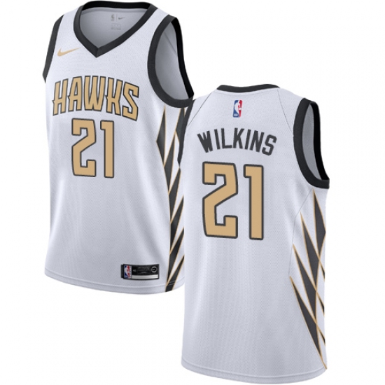 Men's Nike Atlanta Hawks 21 Dominique Wilkins Swingman White NBA Jersey - City Edition