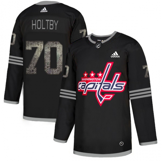 Men's Adidas Washington Capitals 70 Braden Holtby Black Authentic Classic Stitched NHL Jersey