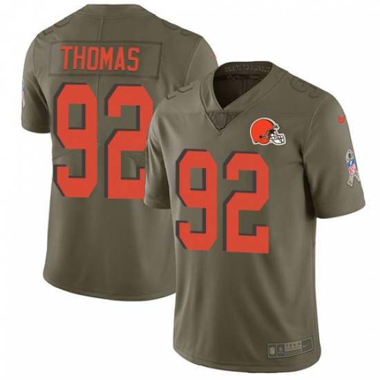 Men's Nike Cleveland Browns 92 Chad Thomas Limited Olive 2017 Salute to Service NFL Jersey