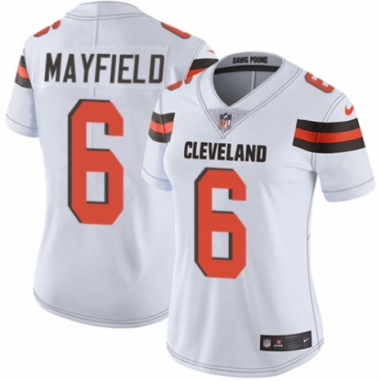 Women's Nike Cleveland Browns 6 Baker Mayfield White Vapor Untouchable Limited Player NFL Jersey