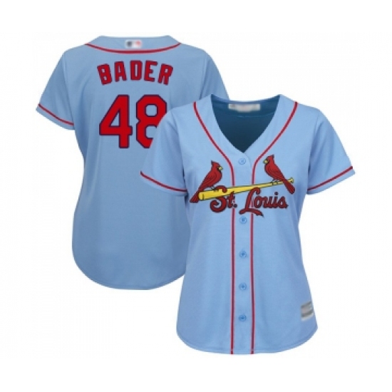 Women's St. Louis Cardinals 48 Harrison Bader Replica Light Blue Alternate Cool Base Baseball Jersey