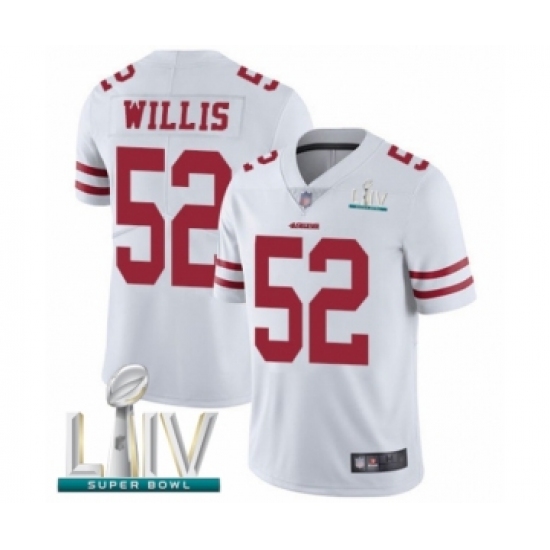 Men's San Francisco 49ers 52 Patrick Willis White Vapor Untouchable Limited Player Super Bowl LIV Bound Football Jersey